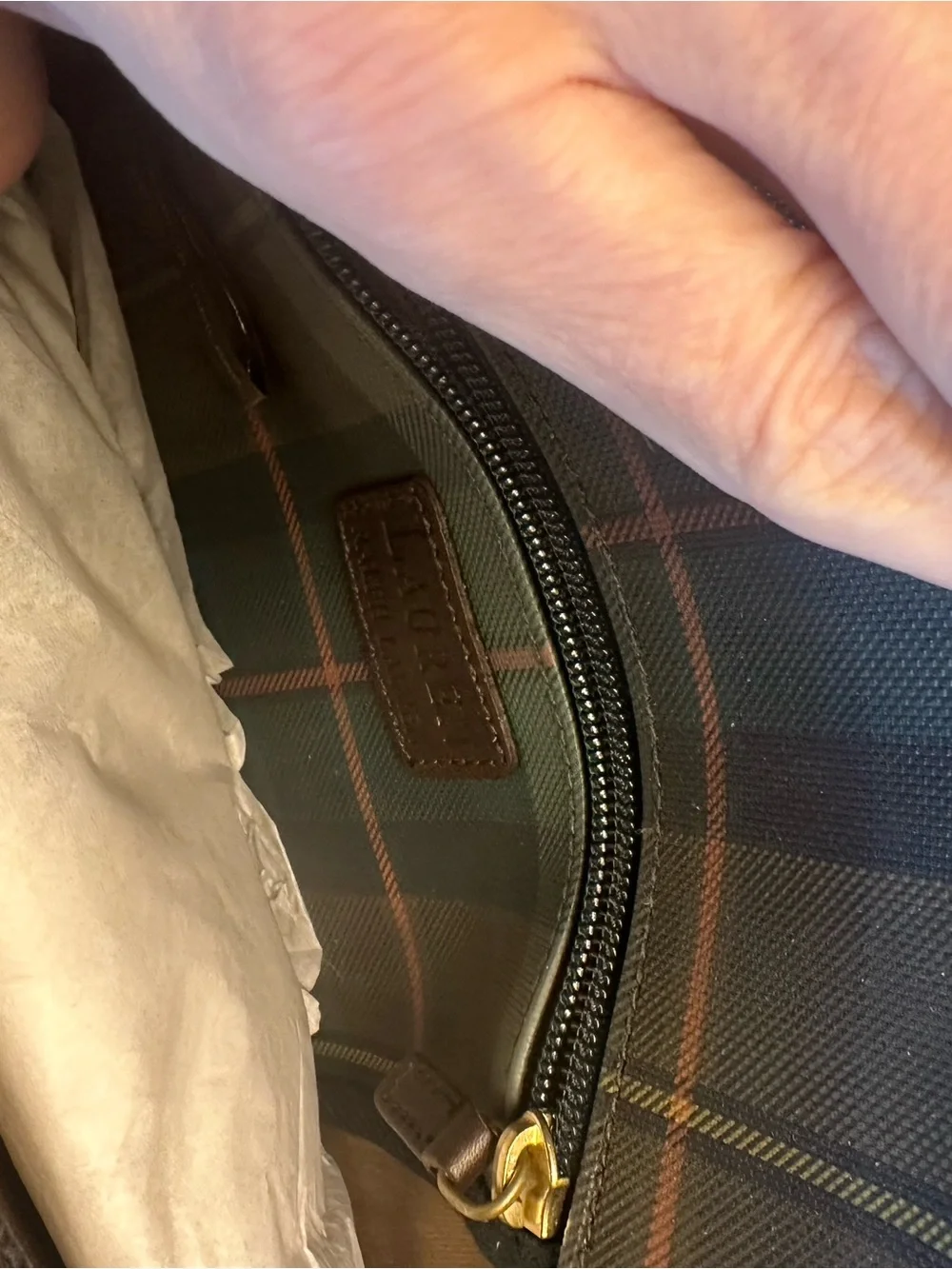 Vintage Lauren Tartan Plaid Crossbody Bag with Brown Leather Strap - Picture 7 of 7
